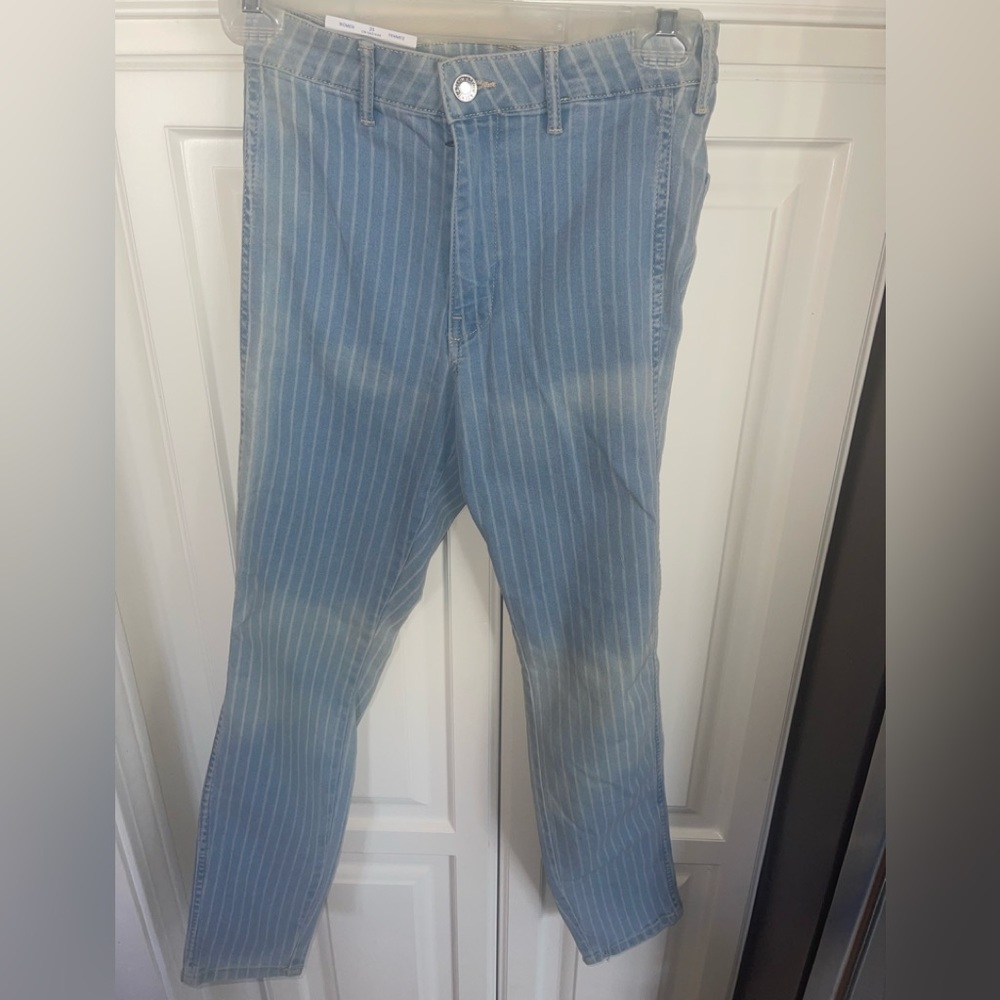 NWT H&M Skinny Ankle light Striped Jeans Stretch 25